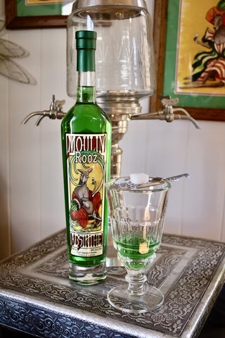 Absinthe glass, spoon and fountain