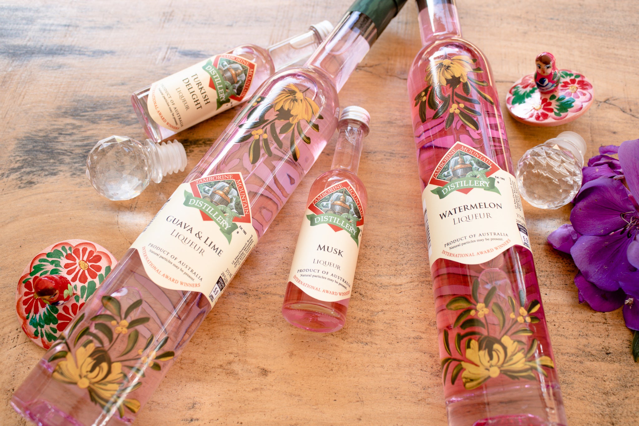 Pink liquor bottle collection